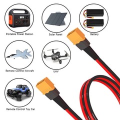 Multiple Length XT60 Extension Cable Cord Wire Line 30A Capacity for Solar Panel