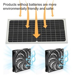 Solar Powered Fan Waterproof 30W Solar Panel Dual Exhaust Fan for Chicken Coop