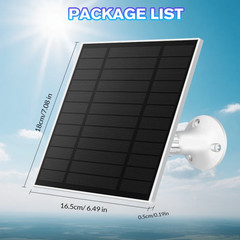 Solar Panel for Security Camera, 5W 5V Solar Charger with USB DC & Type-C Port