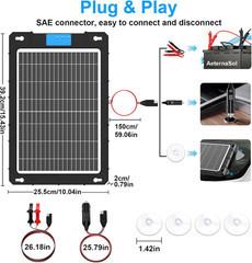 12V Solar Car Battery Charger 12W Waterproof Portable Solar Trickle Charger Main