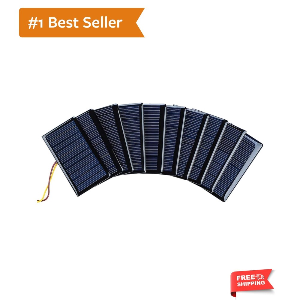 10Pcs 5V 60mA Mini Polycrystalline Solar Panels Cells 68mmx37mm/2.67″x1.45″ f…
