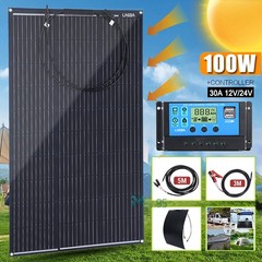 100W Watt Solar Panel Kit 12V/24V +30A Battery Charger Kit For RV/Boat/Car/Home