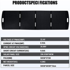 Solar Panel 100W 200W Portable Solar Charger Foldable for RV Camping Home IP65