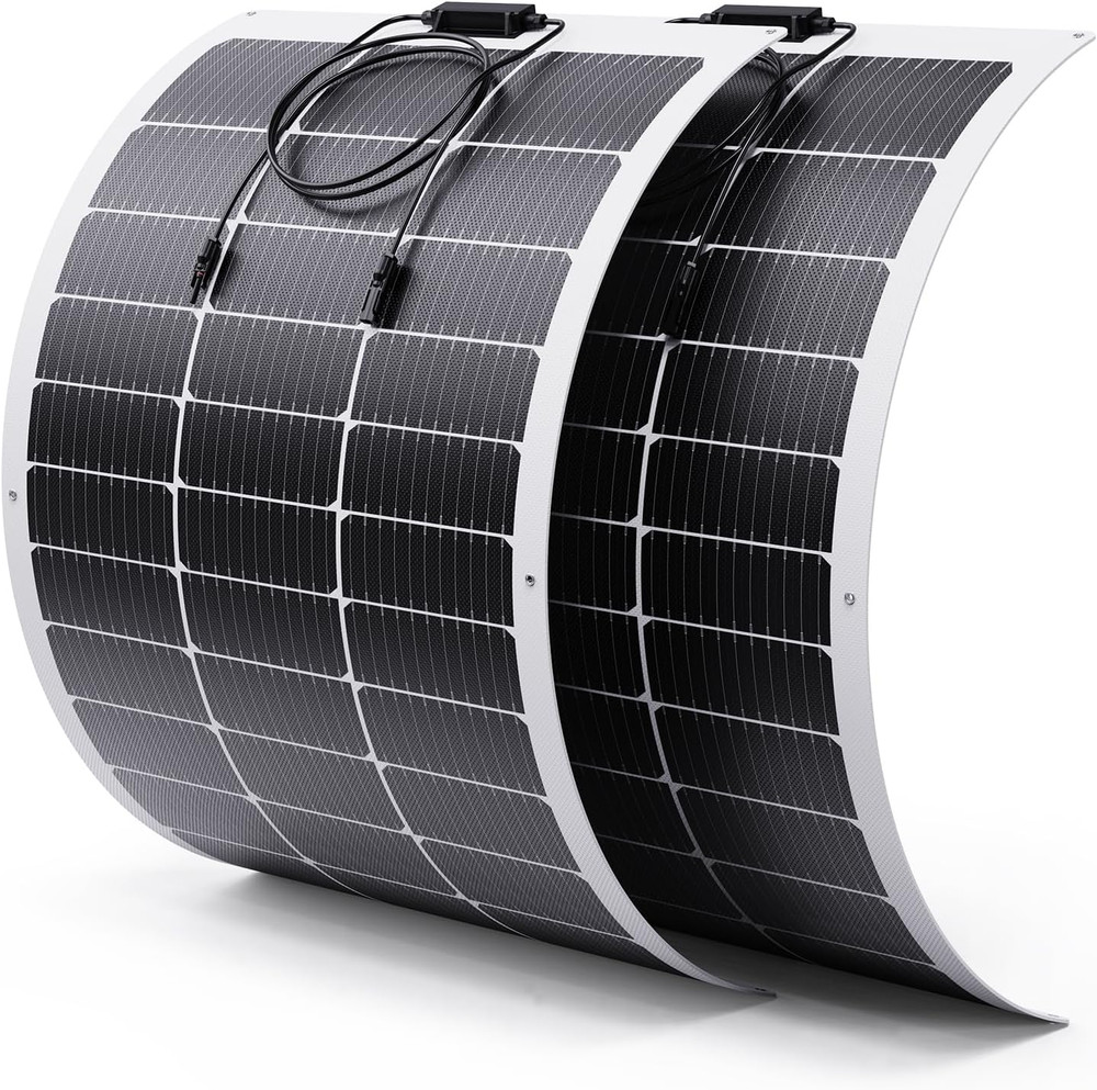 200W Flexible Solar Panel Kit (2X100W), Heat-Reflective White Backsheet, Marine-