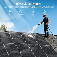 Solar Panels, 200w bifacial n Type 18bb A+ Grade Solar Module IP68 Waterproof 25