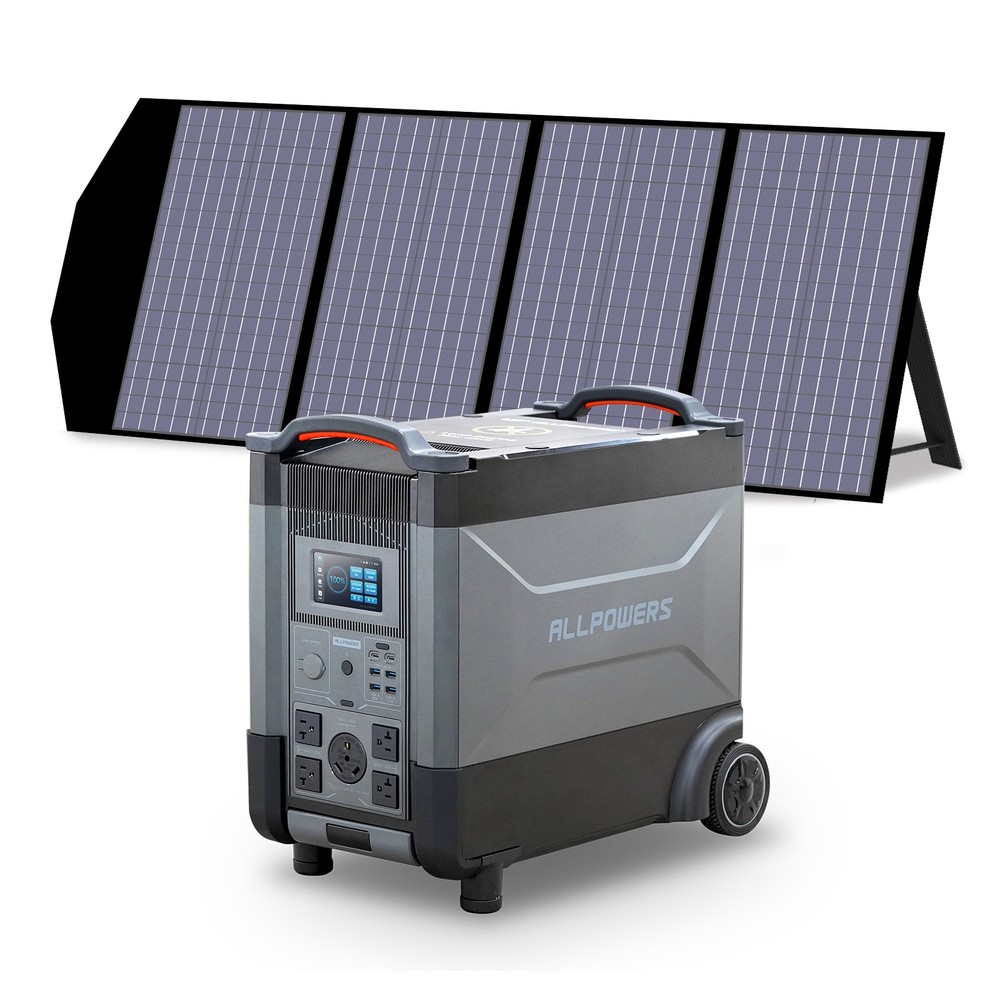 ALLPOWERS 4000W 3456Wh LiFePO4 Portable Power Station with 140W solar panel