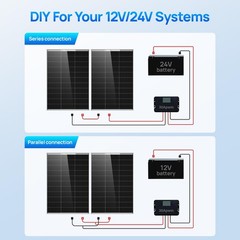 ECOWORTHY 200 watt Solar Panel NType, 2PCS 100 Watt 18V Monocrystalline