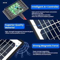 20W 12V Magnetic Solar Battery Charger Kit With MPPT Controller Solar Maintainer
