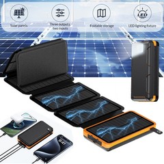 Portable Solar Power Bank Cell Phone Charger 6 Panels Camping Waterproof Outdoor