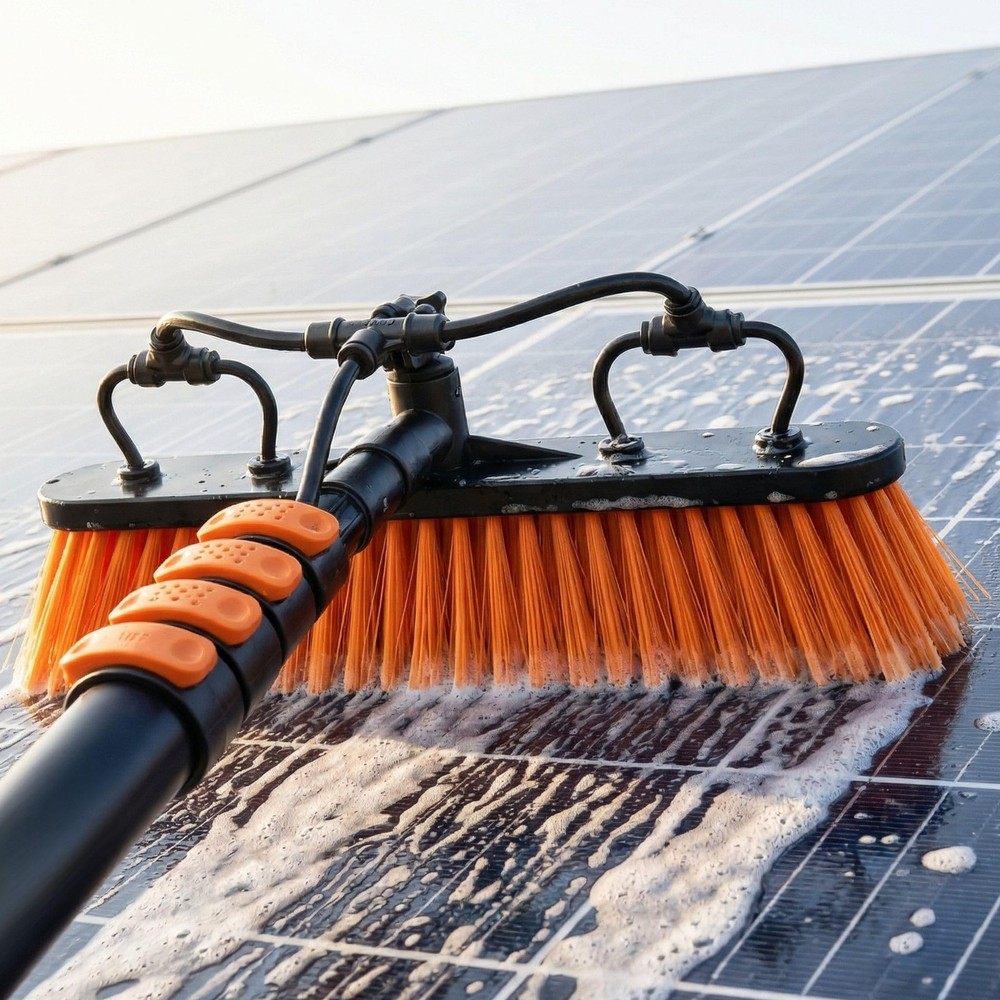 Briliantwerk Solar Panel Cleaning Brush with 20 ft Extension Pole – Water Fed…