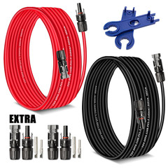 Solar Extension Cable 30 Ft 10AWG (6Mm²) Solar Power Cable Wire Male Female Conn