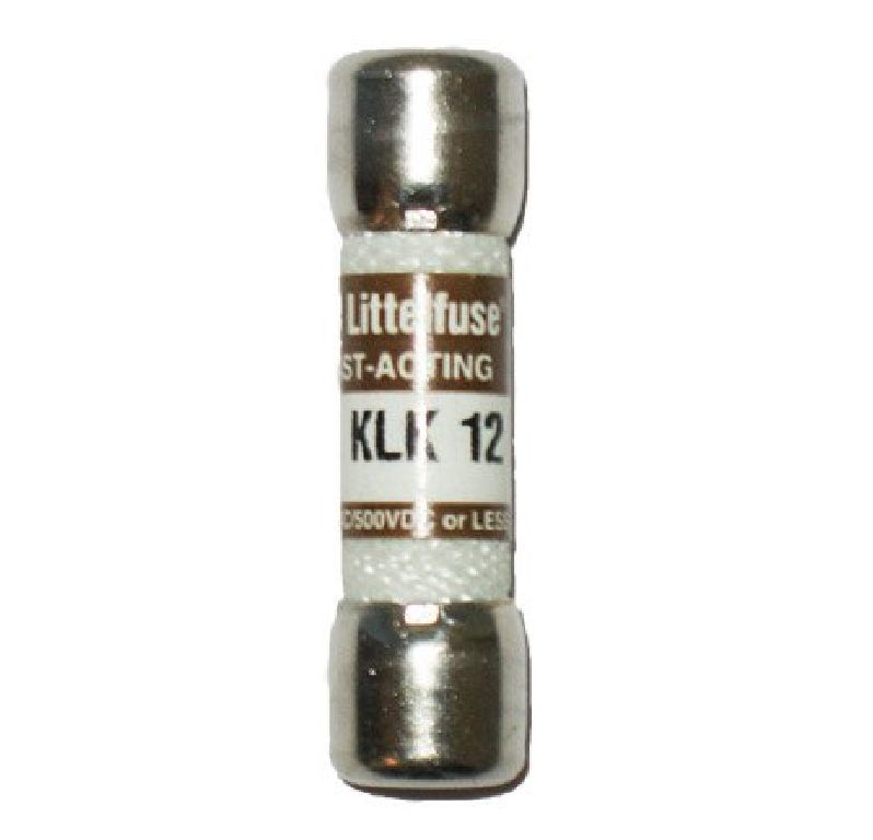 (1) QTY Littelfuse KLK 12 Amp 500VDC / 600VAC (littlefuse) 10mmx38mm Midget Fuse