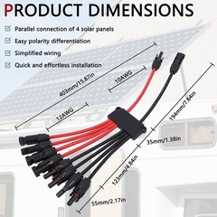 Solar Parallel Connectors for 2-3-4 Solar Panels, Tool-Free MC4 Solar Cable S…