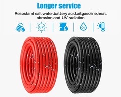 8 AWG Solar Cable 50FT Red and Black Tinned Copper Wire for RV Marine Outdoor