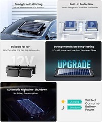 Upgraded 7.5W Solar Battery Maintainer – RV, Motorcycle