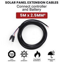 WaterProof 5M x 2.5mm Solar Panel Cable Connect to Battery Solar Extension Wire
