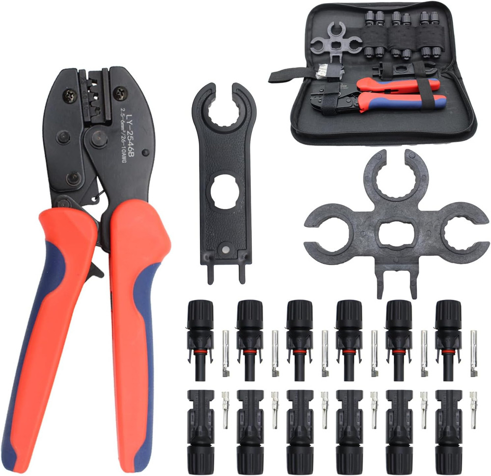 MC-4 Connector Kit, Solar Cable Connector Kit, 6 Pairs of Solar Connectors, 2 Sp