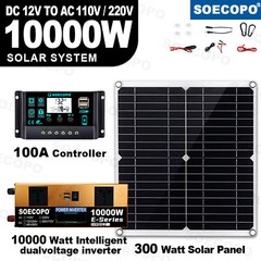 SOECOPO 10000W Solar System 300W Panel 100A MPPT Controller Smart Inverter
