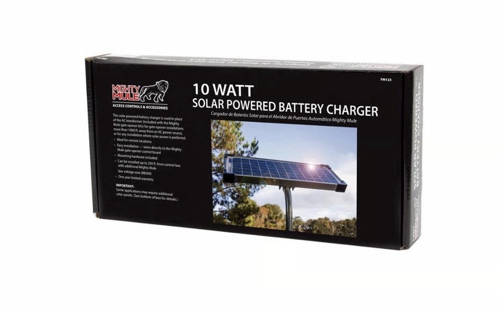 Genuine Mighty Mule FM123 10 Watt Solar Powered Battery Charger New In Box