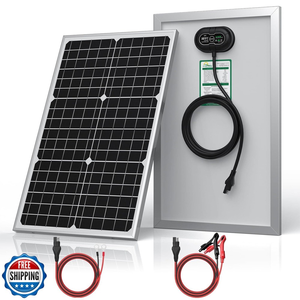 SUNER POWER 24V 30W Solar Battery Trickle Charger Maintainer, Built-in Ultra