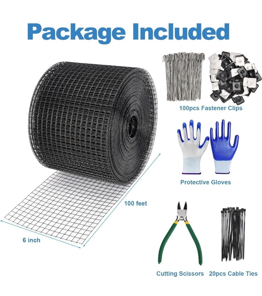 Critter Guard for Solar Panel Bird-Guard – INCIKITI 6in x 100ft PVC Coated Black