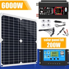 200W Solar Panel Generator Power Bank 6000W Inverter Camping Control Home System