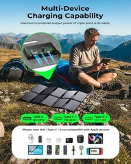 BigBlue Portable 35W Solar Panel Charger with Fast Charging USB-A and PD 25W …