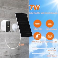 7W Solar Panel Compatible with Eufycam, USB-C Solar Charger for 5V 7W – 2 Pack