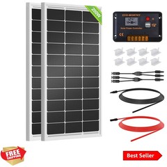 200 Watts 12 Volt/24 Volt Solar Panel Kit with High Efficiency Monocrystallin…