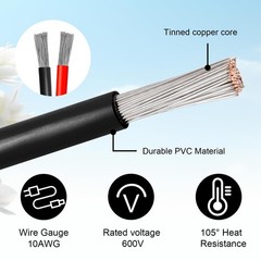 10AWG Solar Panel to SAE Adapter Cable 12FT SAE Connector Battery Cable PV So…