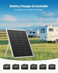 VEVOR Solar Battery Trickle Charger Maintainer 25W 12V with MPPT Controller