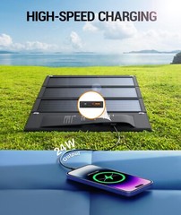 Foldable 30W Solar Panel, USB-A QC3.0 & USB-C DC Outputs