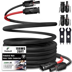Twin Wire 20 Feet Solar Extension Cable 10AWG with -IP67- Female and Male Con…