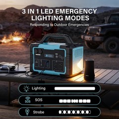 1800W Portable Power Station 2-Way Fast Charging Solar Generator with LED Light