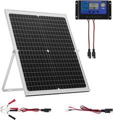 30W 12V Solar Panel Battery Charger, Solar Battery Trickle Charger Maintainer wi