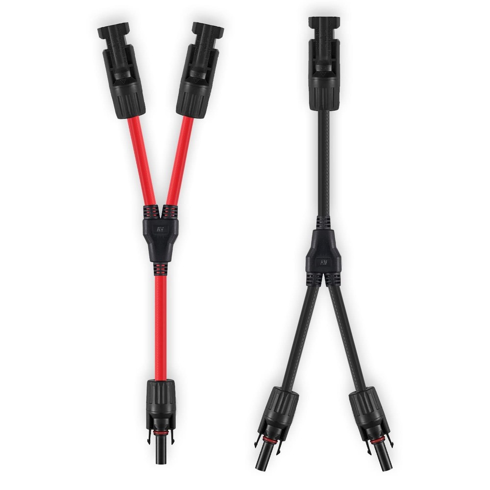 Solar Connectors Y Branch Parallel Adapter 10AWG Cable for Solar Panel (Red &…