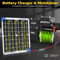 20W Solar Battery Charger Maintainer 12V Waterproof Solar Panel Trickle Charger