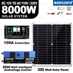 Solar Full 8000w 110/220V Inverter 300W Solar Panel Home 100A Controller Syst