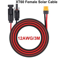3M 12 AWG XT60 Female to Solar Connector Solar Panel Extension Charging Cable