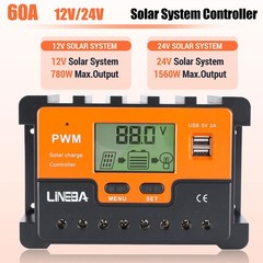 Upgraded PWM Solar Panel Battery Regulator Charge Controller Dual USB 12/24/48V