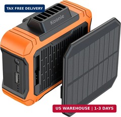 Koonie 10000mAh Waist Clip Fan with Solar Panel, 30H Working Time, Personal LED