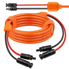 Solar Panel Extension Cable 15FT 10AWG+14AWG Solar Wire with Female & Male I…