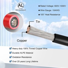 30 FT 10AWG Solar Panel Extension Cable,10 Gauge Extension Cord,5FT 10FT 20FT 30