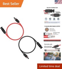10AWG UV Resistant Solar Extension Cable, 3FT with Male-to-Female Connectors