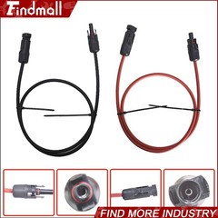 Findmall 1Pair Black + Red 10AWG 15ft Solar Panel Extension Cable Wire Connector