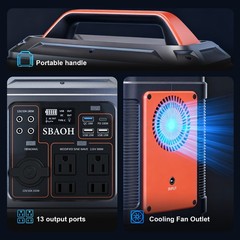 Portable Power Station Solar Generator Camping AC300W 80000mAh New Orange
