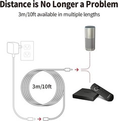 Easy Install 10ft Barrel Plug Extension Cable Compatible with Ring & Google Nest