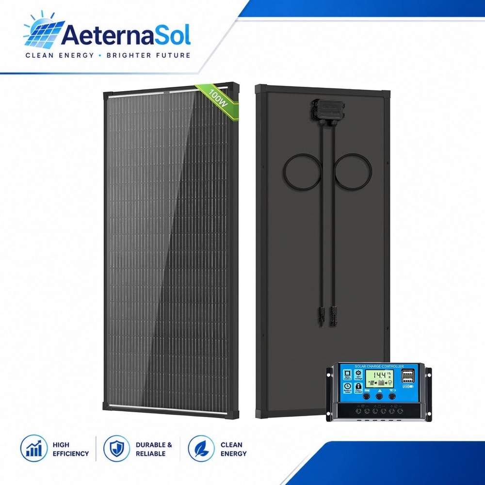 100W 18V Solar Panel Kit Mono N-Type PV Battery Charging with Charge Controller