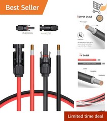 12AWG Solar Extension Cable 10FT Female Male Connectors Weatherproof Kit