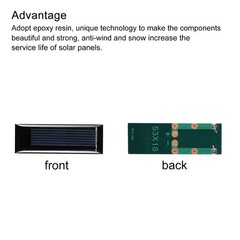 Mini Solar Cell Panel 0.5V 160mA 0.08W 53mm x 18mm 10pcs